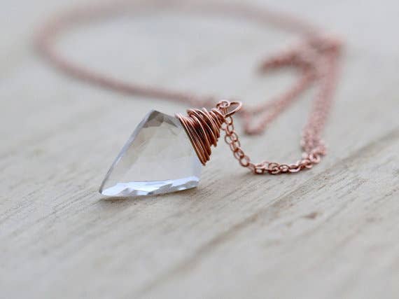 Arrow Necklace - Crystal Quartz: 14k Gold Fill 17 inches