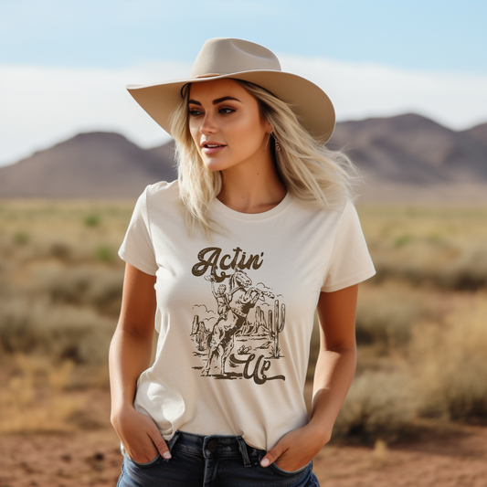 Actin' Up Western Cowboy Rodeo Graphic T-Shirt