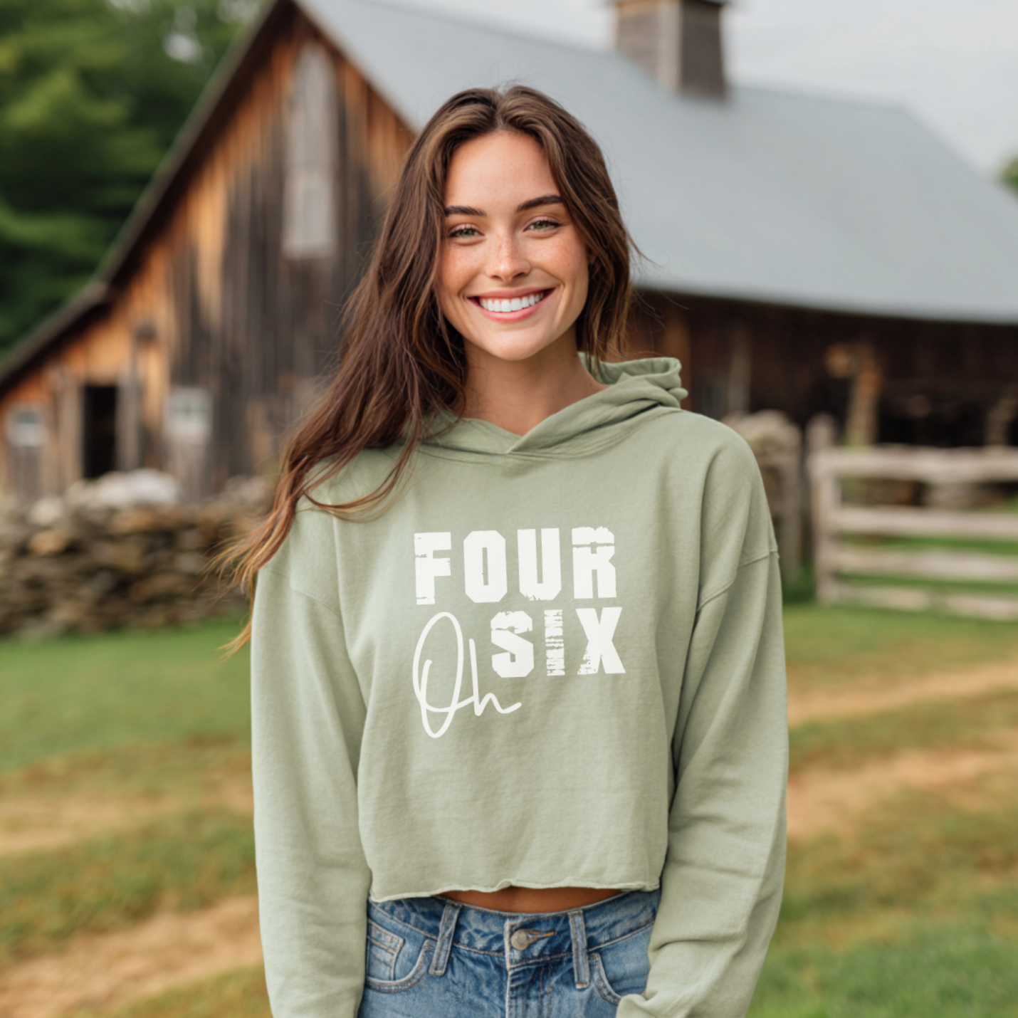 Four Oh Six Graphic Women's Cropped Hooded Sweatshirt