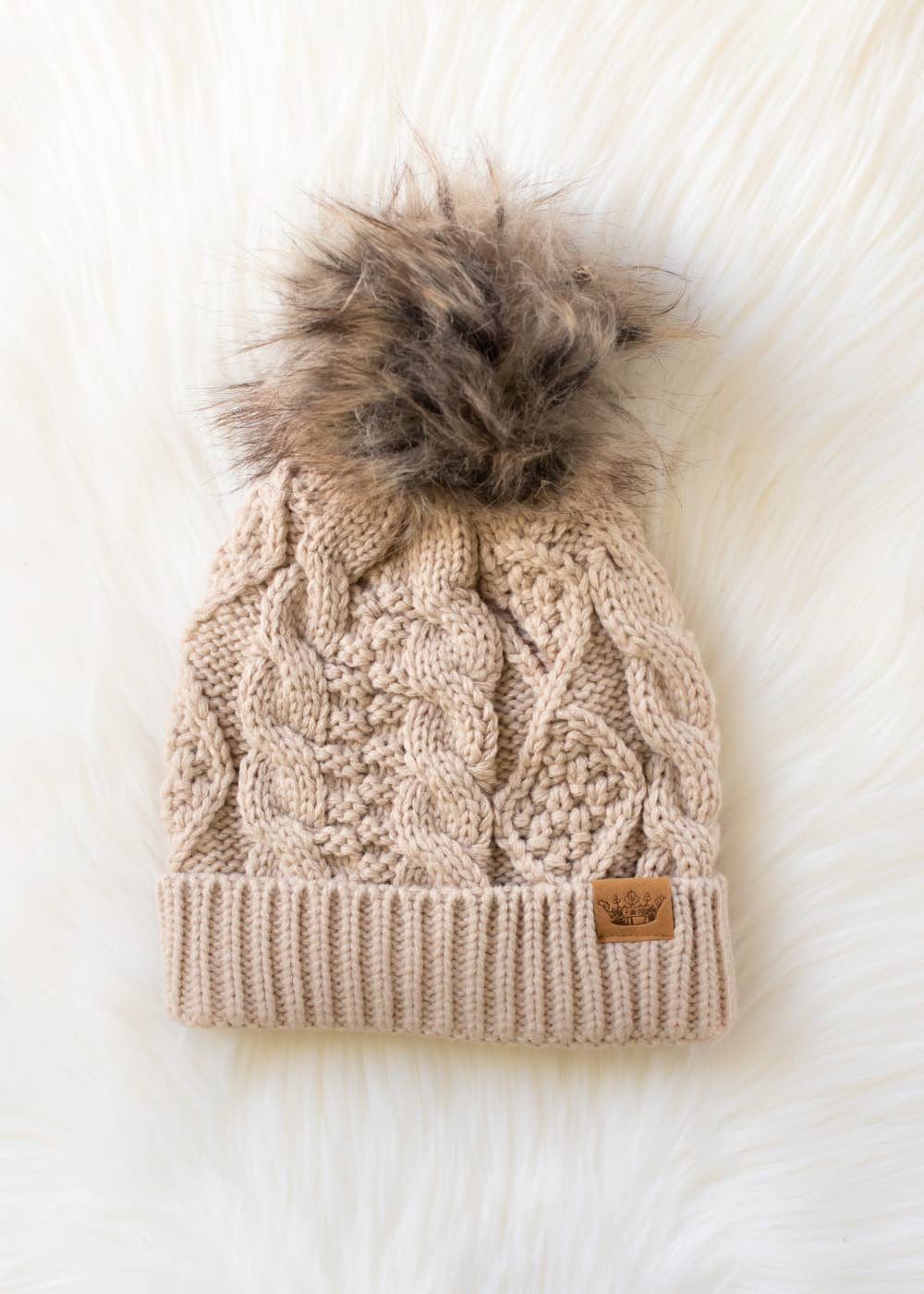 Spice Cable Knit Pom Hat