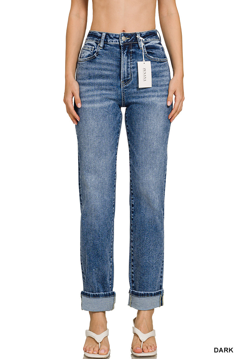 Camilla Cuffed Straight Leg Denim Jeans