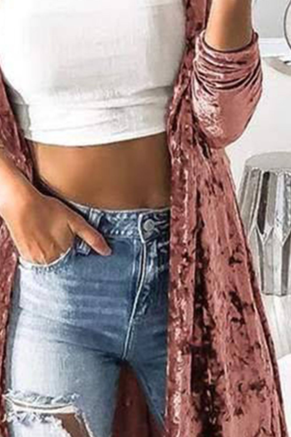 Velvet Glitz Duster Cardigan