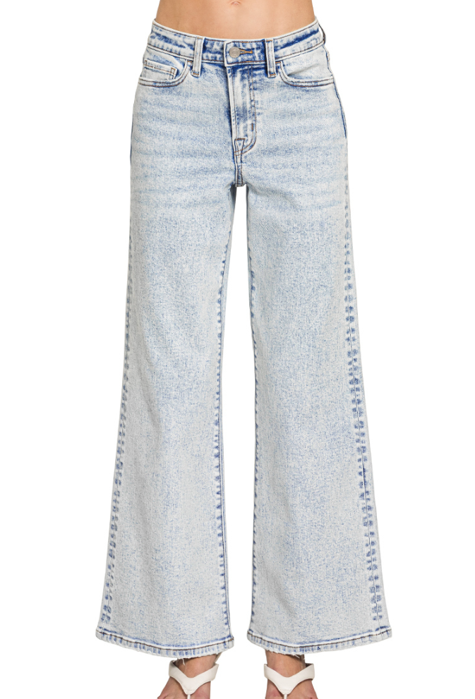 Crawford Acid Wash Denim Wide Leg Jeans