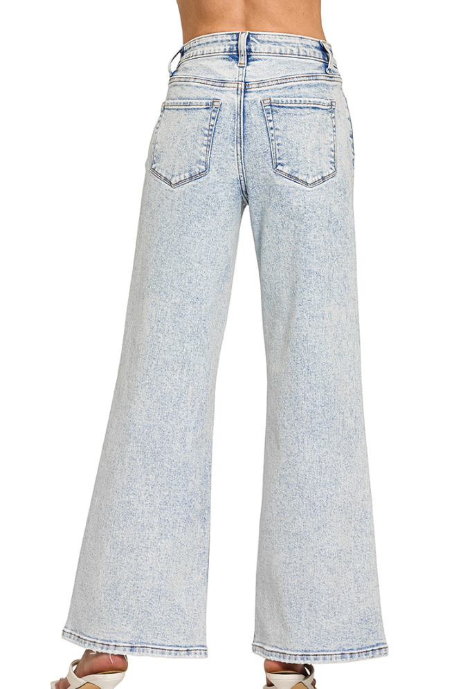 Crawford Acid Wash Denim Wide Leg Jeans