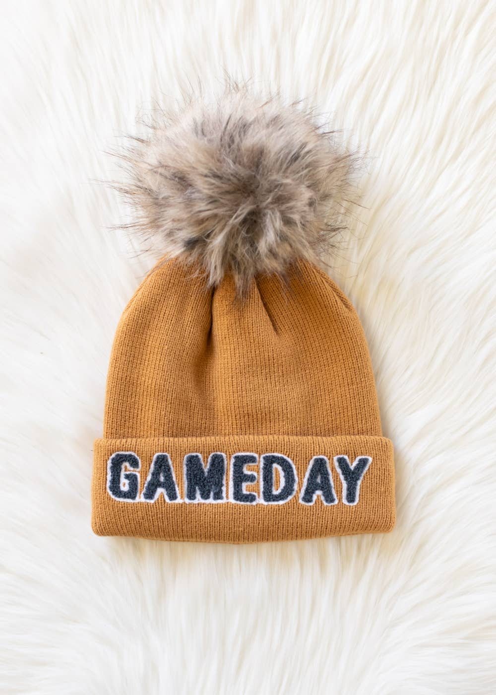 Camel & Gray Game Day Pom Hat
