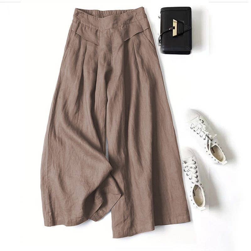 Remie Coffee Cotton Wide Leg Pants