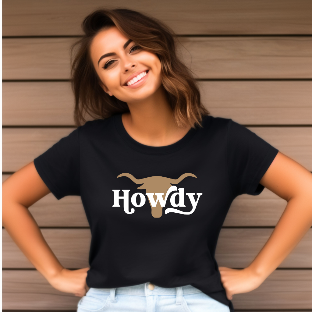 Howdy Longhorn T-Shirt — Western Cowboy Graphic T-Shirt
