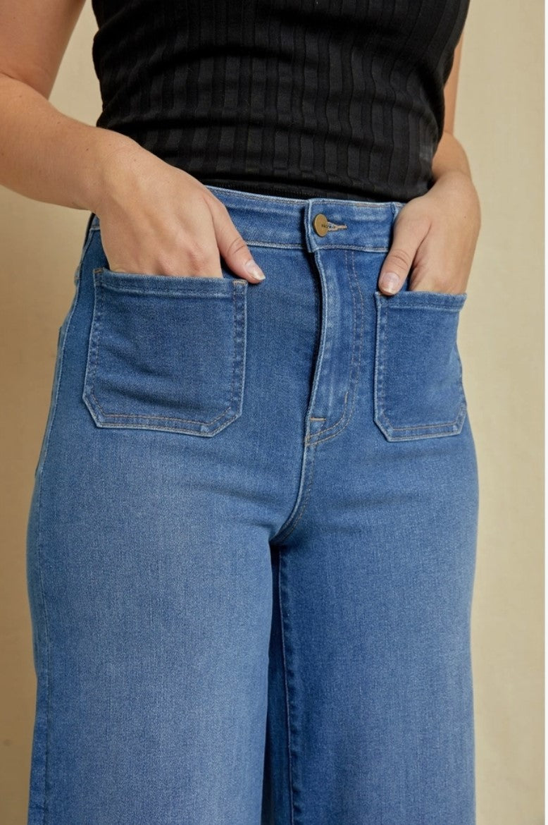 Mica Fiona Front Pocket Wide Leg Jeans