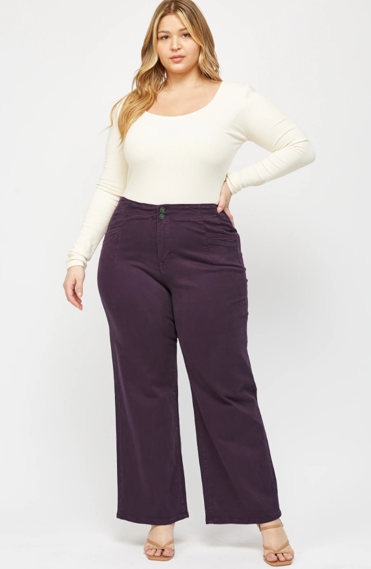 Mica Paige Plum Wide Leg Pants
