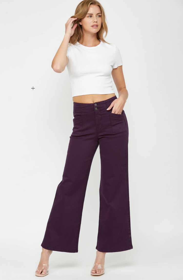Mica Paige Plum Wide Leg Pants