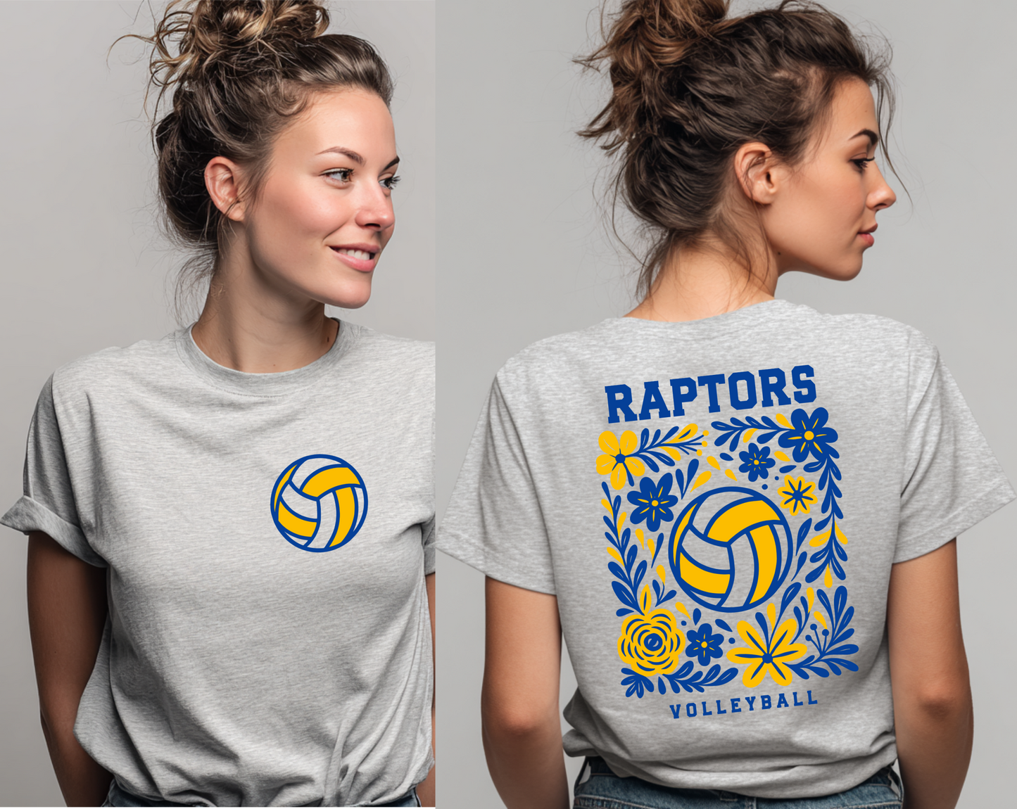 Raptors Volleyball Floral Graphic T-Shirt