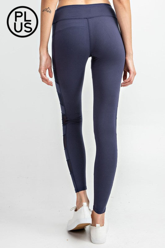 Plus Size Full Length Side Mesh Panel leggings