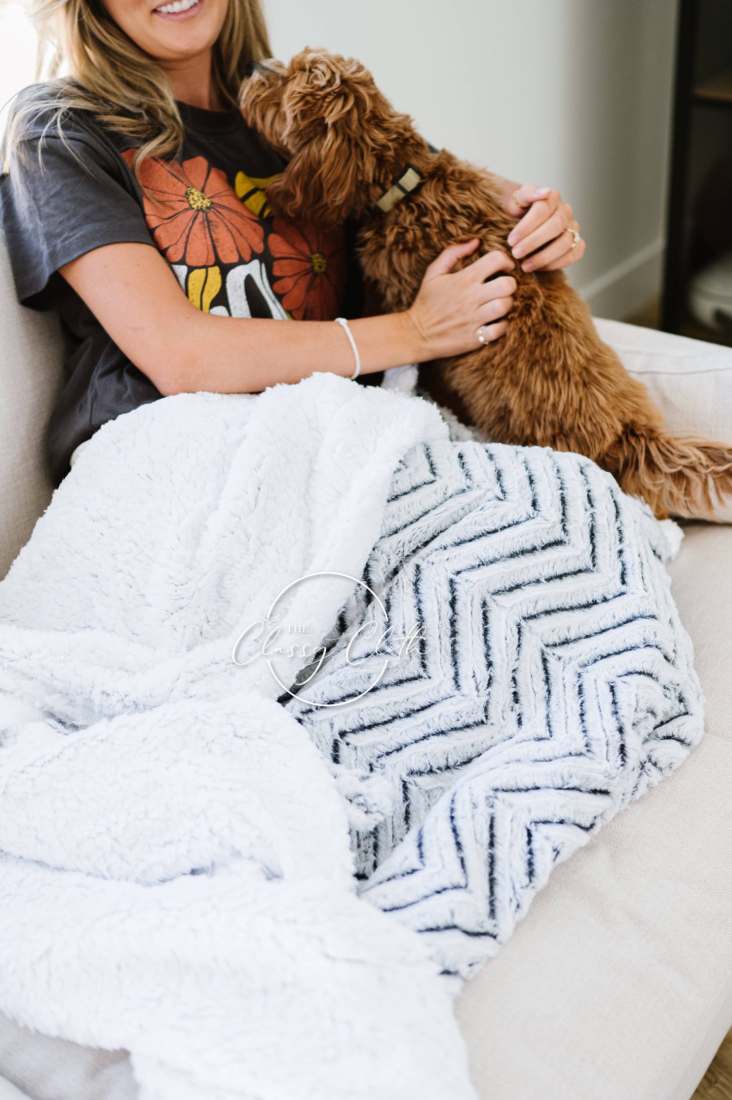Chevron Clouds Super Soft Faux Fur Blanket