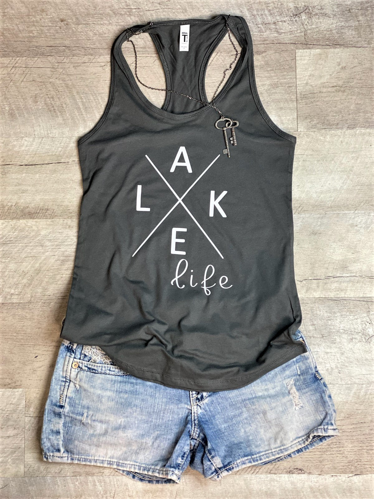 Dark Grey Lake Life Racerback Tank