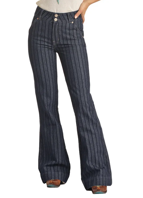 Rock & Roll Denim Jacquard High Rise Trouser