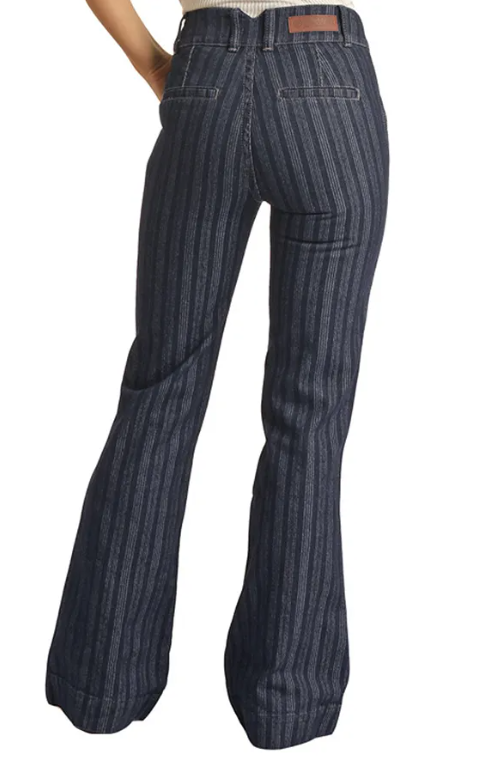 Rock & Roll Denim Jacquard High Rise Trouser