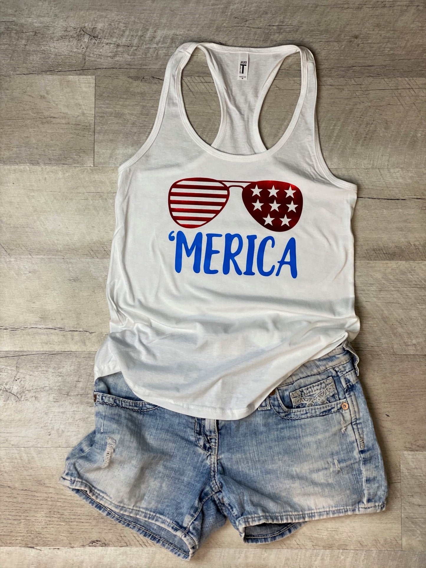 White 'Merica Racerback Tank