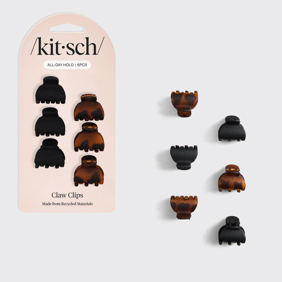 Kitsch Recycled Plastic X-Small Claw Clips 6pc - Black & Tort