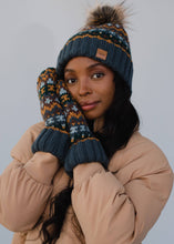 Load image into Gallery viewer, Panache Dusty Blue &amp; Patterned Pom Hat
