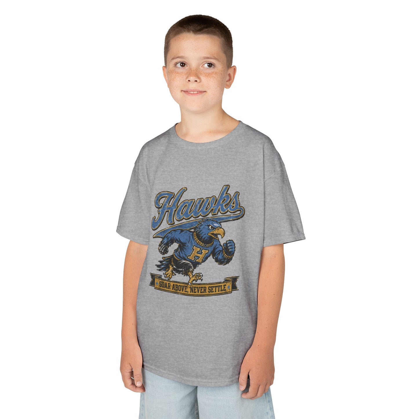 Kids 'Hawks' Graphic Tee — Vintage Mascot School Spirit Shirt