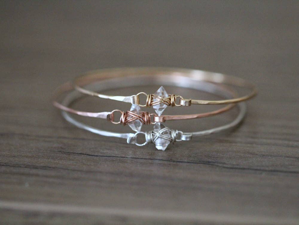 Herkimer Diamond Caged Bracelet: Sterling Silver; 7 inches