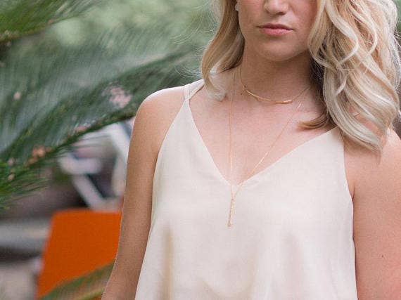 Vertical Bar Necklace: Sterling Silver 17 inches