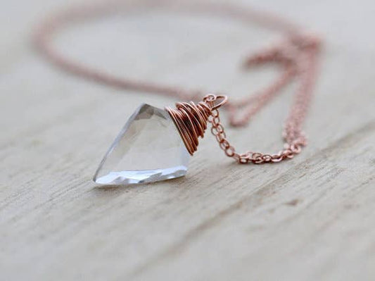 Arrow Necklace - Crystal Quartz: 14k Gold Fill 17 inches