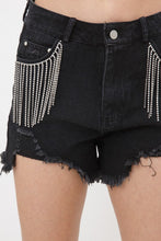 Load image into Gallery viewer, Dolly Frayed Rhinestone Denim Shorts
