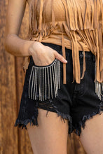 Load image into Gallery viewer, Dolly Frayed Rhinestone Denim Shorts
