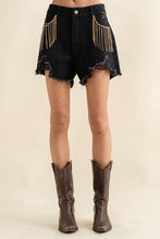 Load image into Gallery viewer, Dolly Frayed Rhinestone Denim Shorts
