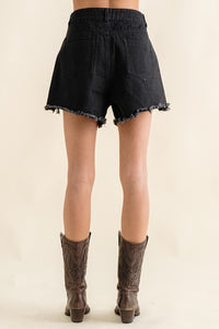 Dolly Frayed Rhinestone Denim Shorts