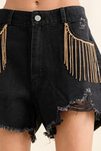 Load image into Gallery viewer, Dolly Frayed Rhinestone Denim Shorts
