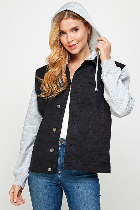 Salt & Pepper Denim Fleece Hoodie Jacket