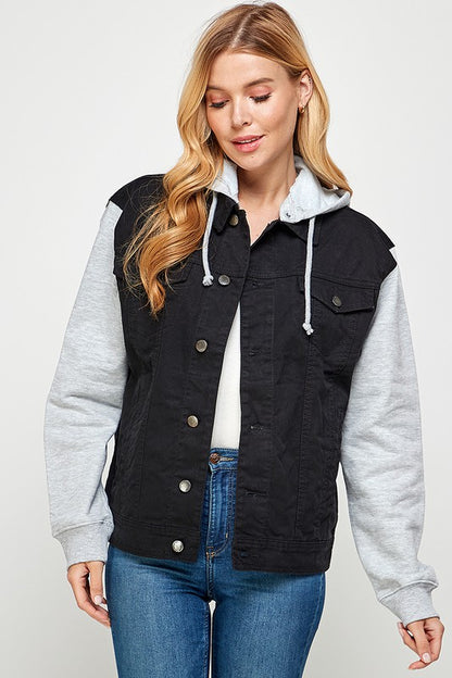 Salt & Pepper Denim Fleece Hoodie Jacket