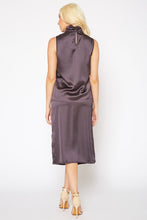 Load image into Gallery viewer, Purple Bee Satin High Waist Side Slit Midi Skirt

