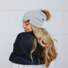 Load image into Gallery viewer, Angora Fur Pom Slouchy Beanie
