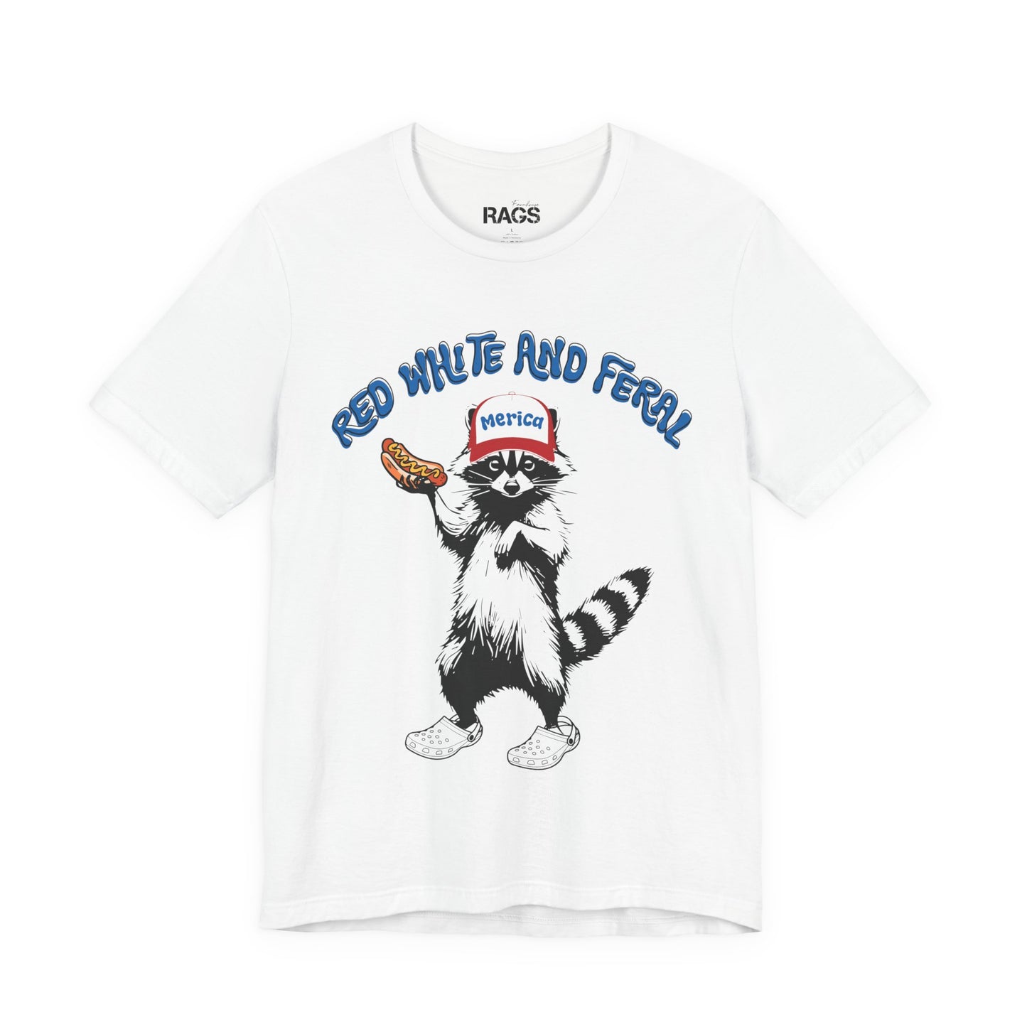 Patriotic Raccoon Tee — "Red White and Ferrell" 4th of July Graphic Shirt