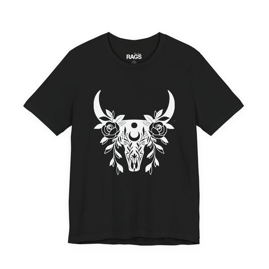 Bull Skull Floral Tee — Boho Western Graphic T-Shirt
