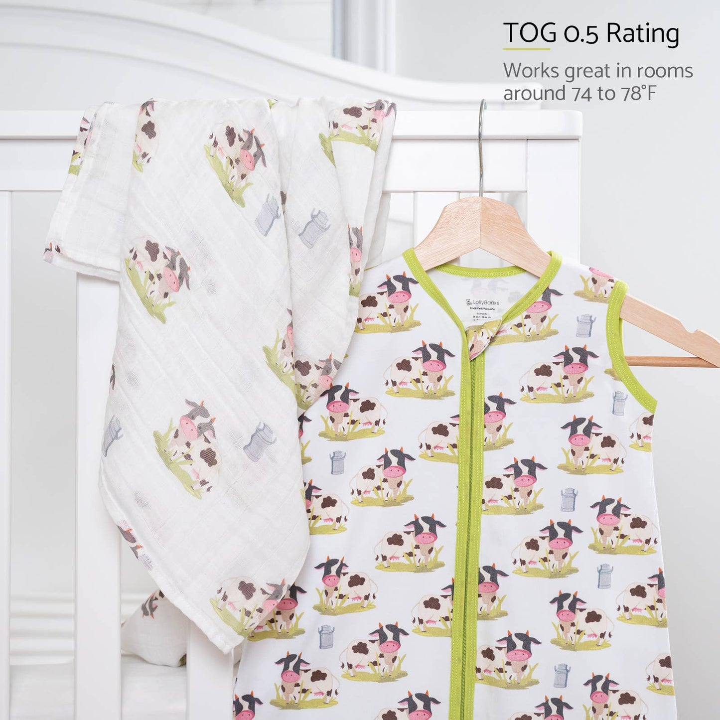 Organic Cotton Sleep Sack 0.5 TOG Moo Moo Here