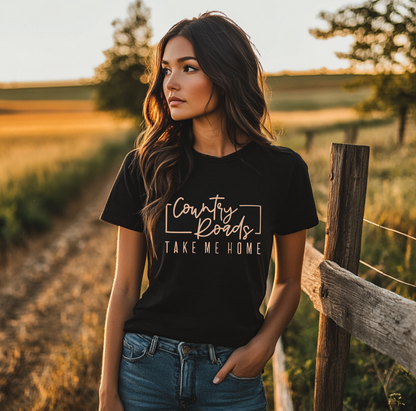 Country Roads Take Me Home Rustic Vintage Graphic T-Shirt