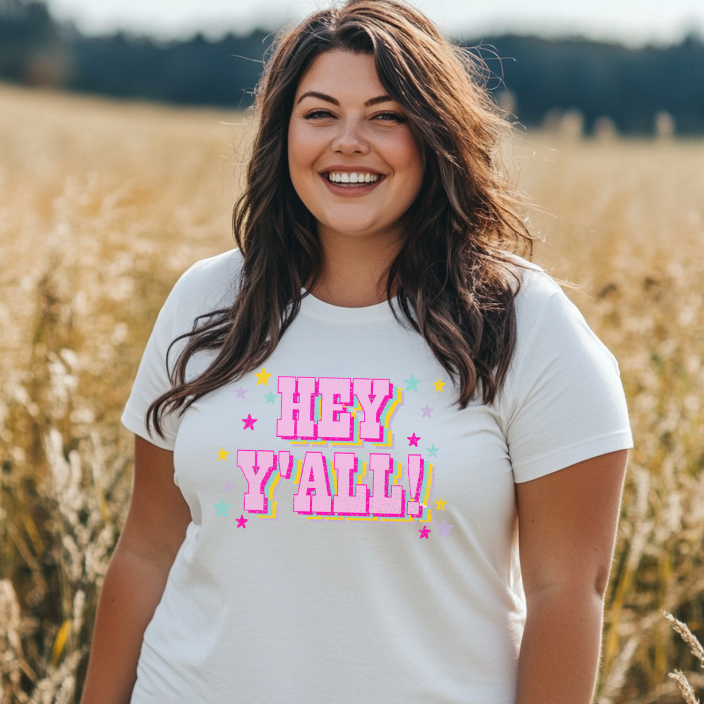 HEY Y'ALL! Pink Retro Graphic Tee — Fun Country Slogan Shirt