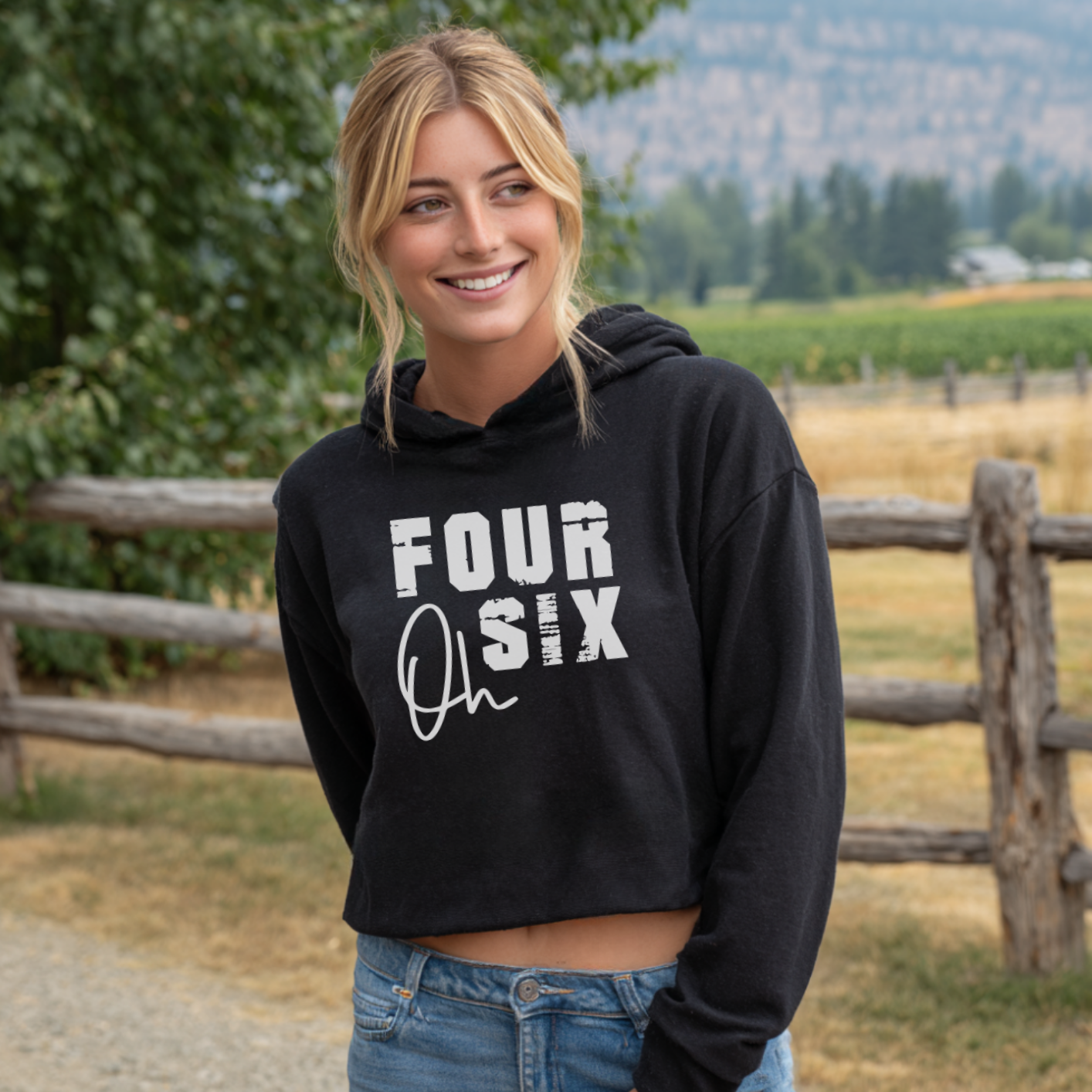 Four Oh Six Graphic Women's Cropped Hooded Sweatshirt