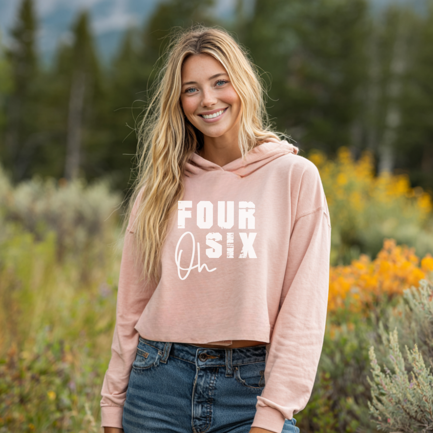 Four Oh Six Graphic Women's Cropped Hooded Sweatshirt