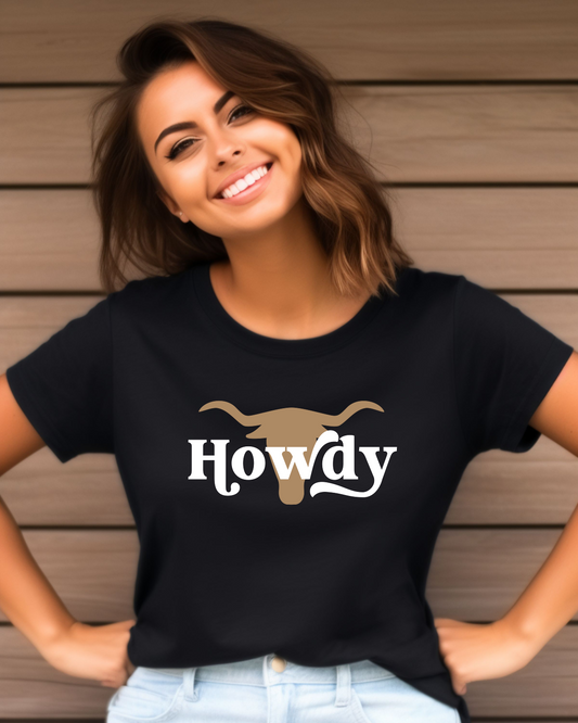 Howdy Longhorn T-Shirt — Western Cowboy Graphic T-Shirt