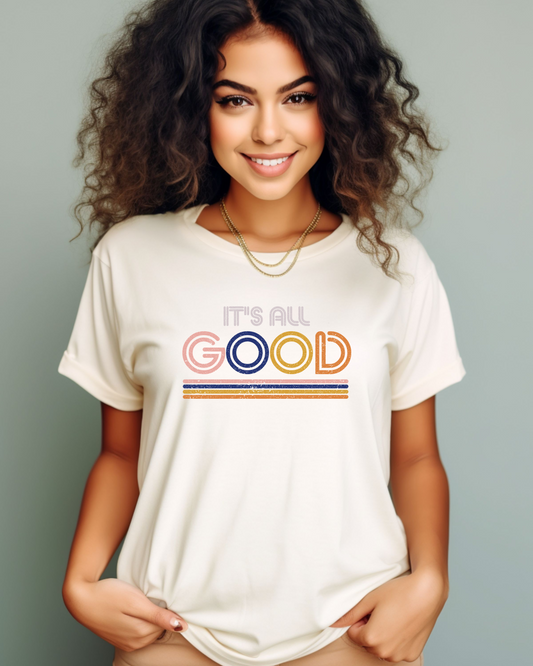 It's All Good Tee — Retro Vintage Stripe Graphic T-Shirt