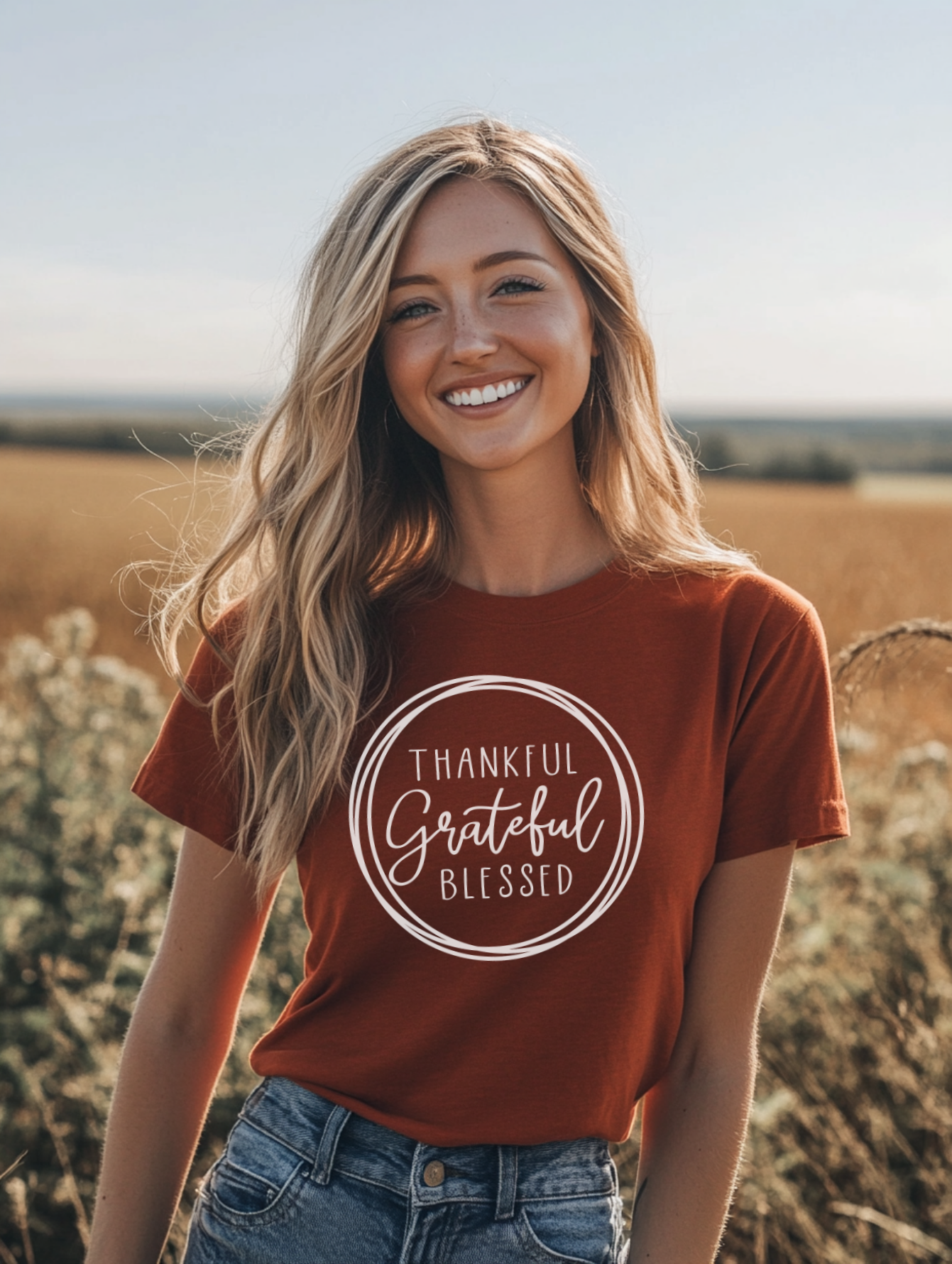 Thankful Grateful Blessed T-Shirt — Thanksgiving Fall Tee