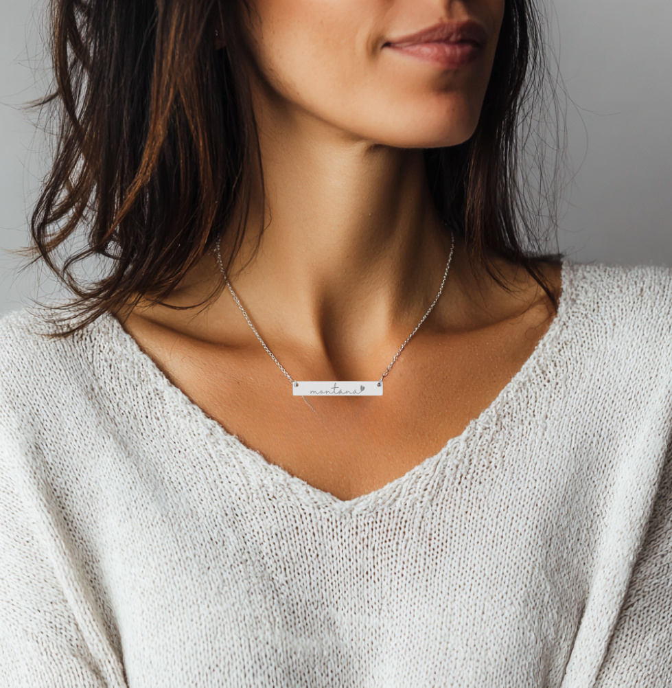 Montana Lovin' Engraved Bar Necklace