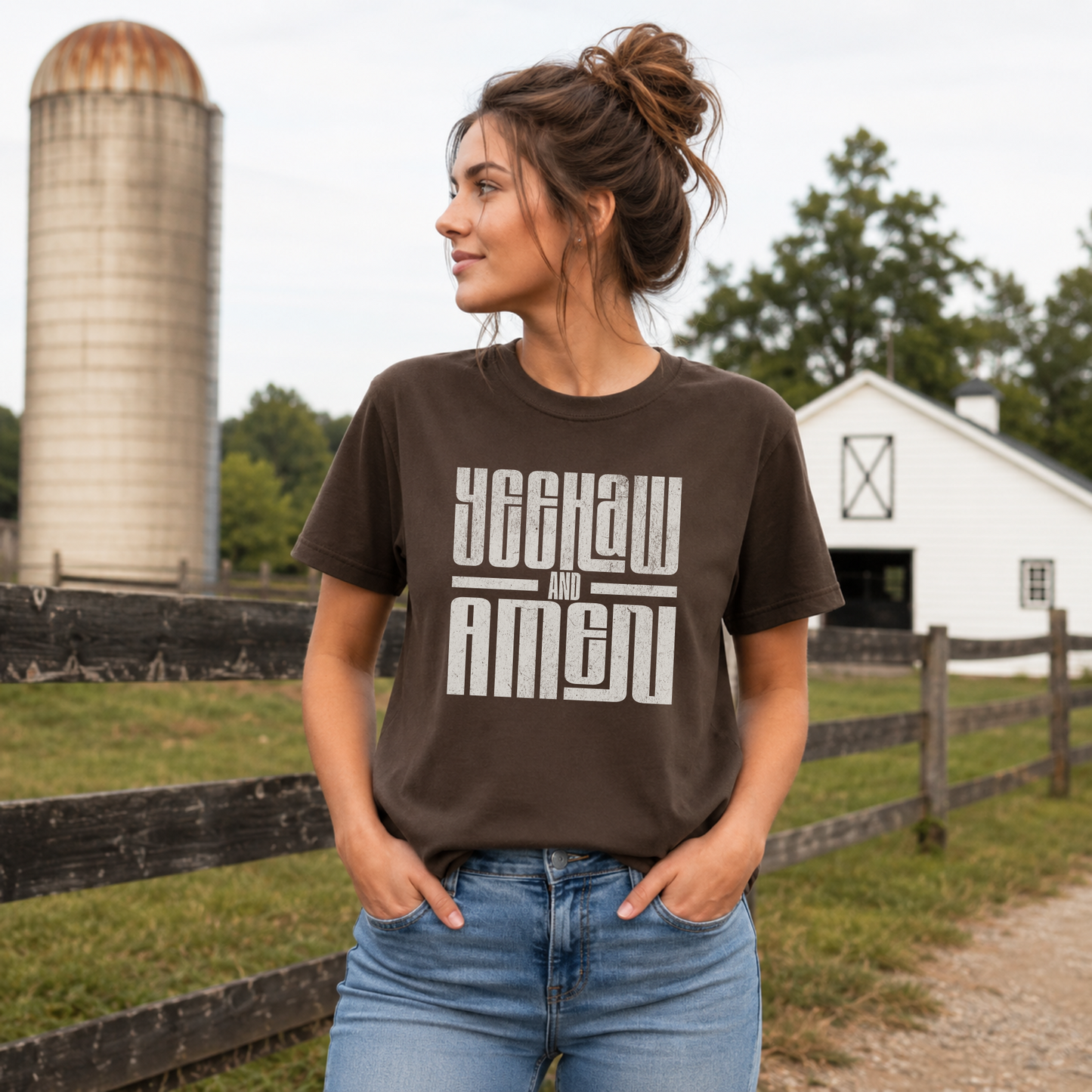 'Yeehaw and Amen' Western Retro Graphic Tee T-Shirt