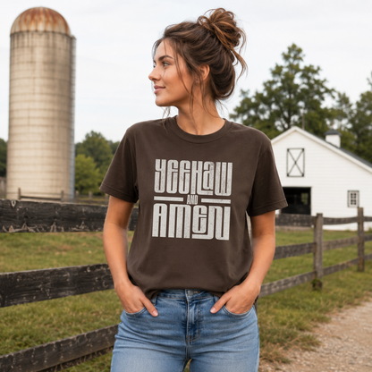 'Yeehaw and Amen' Western Retro Graphic Tee T-Shirt