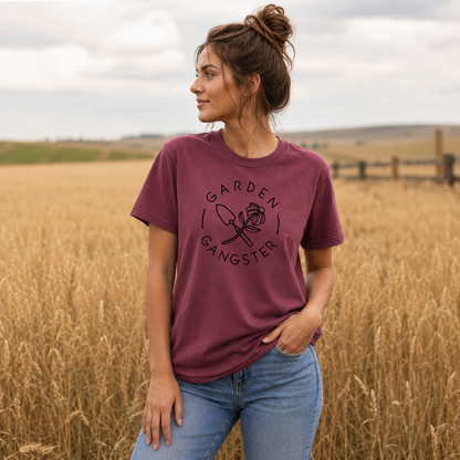Garden Gangster T-Shirt — Funny Gardener Shirt with Trowel & Flower Graphic
